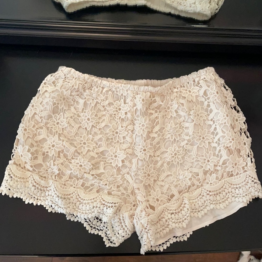 Lulu’s crochet lace swim cover up shorts